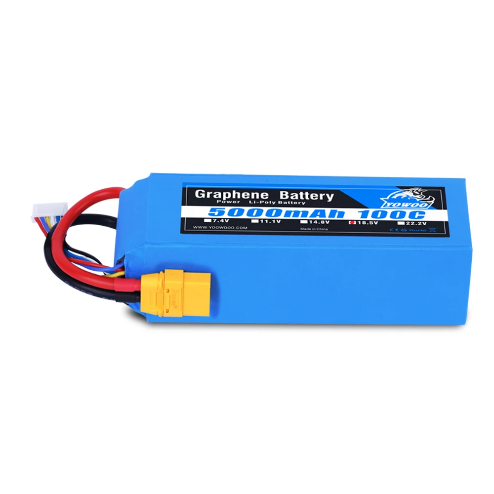 Yowoo 18.5V 5000mah 5S Lipo Batteria Graphene100C Per RC Quadcopter Elicottero Barca Auto Aereo