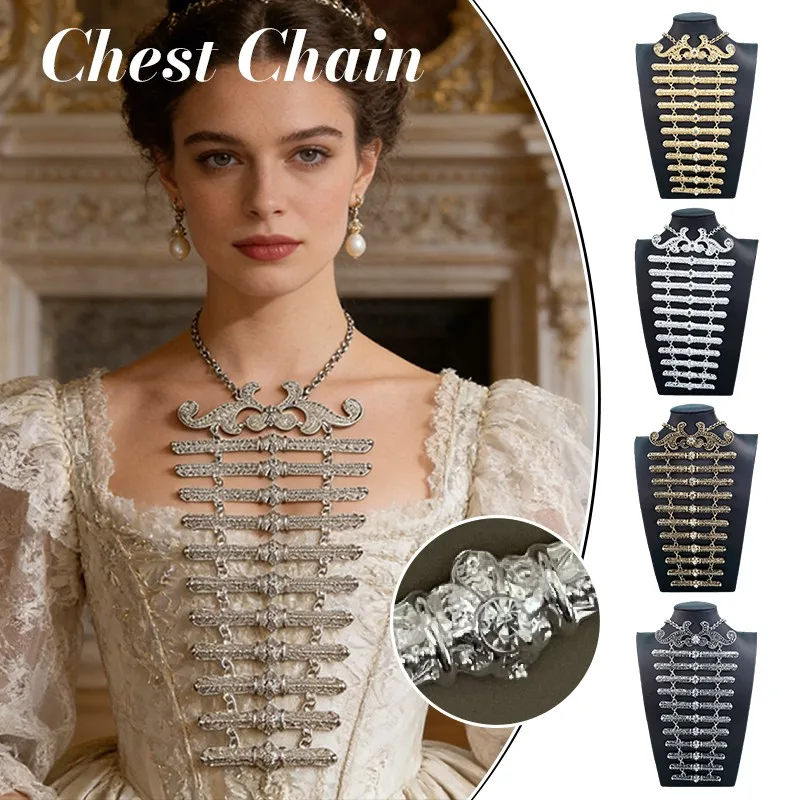 Women Breastplate Retro Body Jewelry Necklace Clothing Accessories Women Traditional Metal Chain Adjustable Length