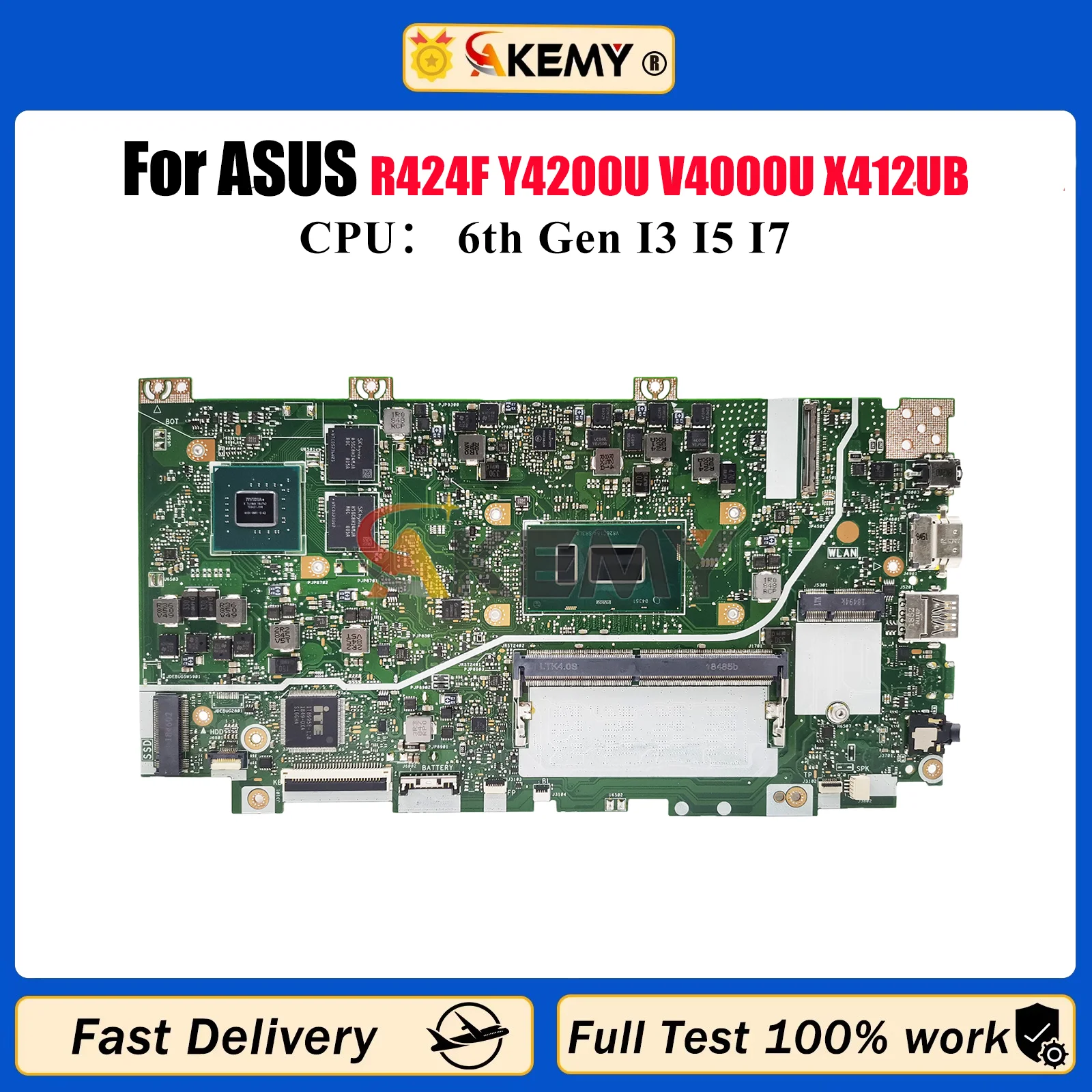 

X412UF Laptop Motherboard For ASUS VivoBook X412U R424F Y4200U V4000U X412UF X412UB Mainboard W/ I3 I5 I7 CPU tests OK fast ship