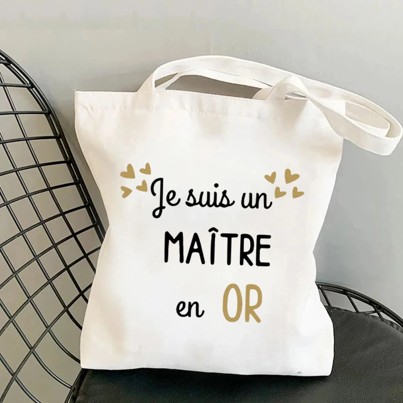 Merci Maitre Impresso Bolsas para Mulheres, Eco Canvas, Reutilizável, Bolsa de Compras de Supermercado, Organizador para Mulheres, Dobrável Shopper Sacolas, Presente