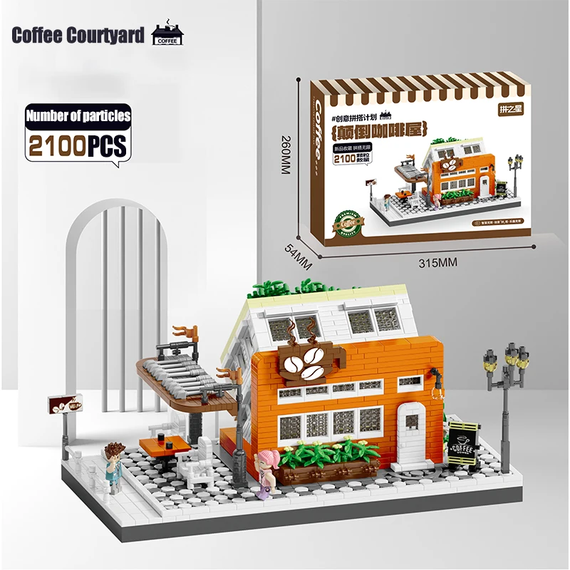 Mini City Street View Villa Party Coffee Shop Building Blocks Moc TV House Assembling Model Bricks Friends Children Toys Gift