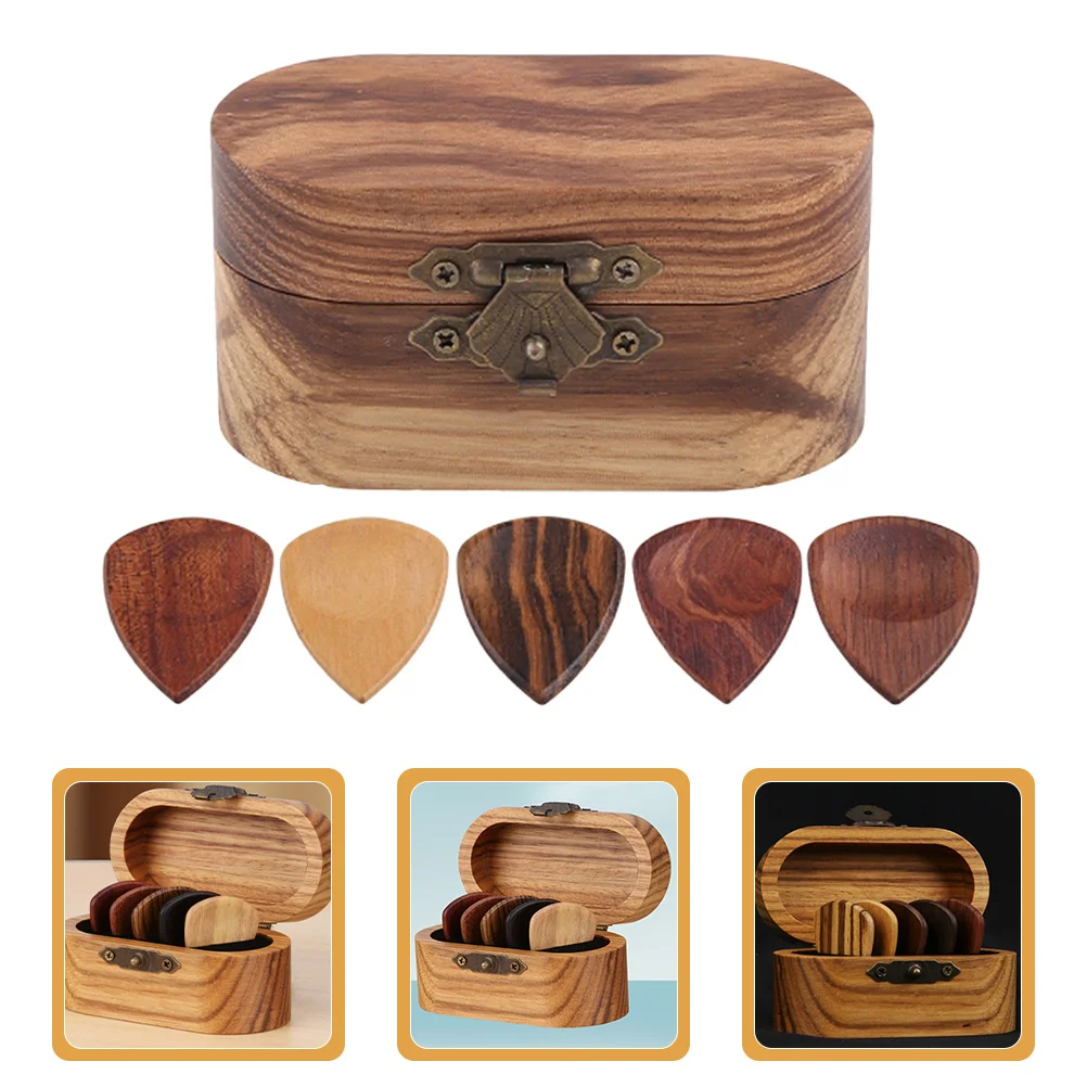 

1Set Wooden Guitar Pick Case Compact Storage Box Durable Organizer Sectioned Holder for Acoustic Electric Bass Guitar Picks