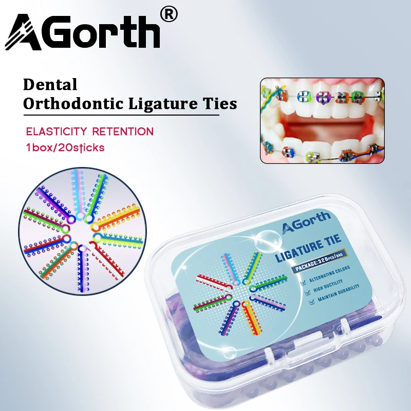 320 шт./20 палочек, стоматологическая ортодонтическая эластичная лигатура, галстук для зубного кронштейна, лигатурные кольца, резиновая лента, двухцветный стоматологический материал