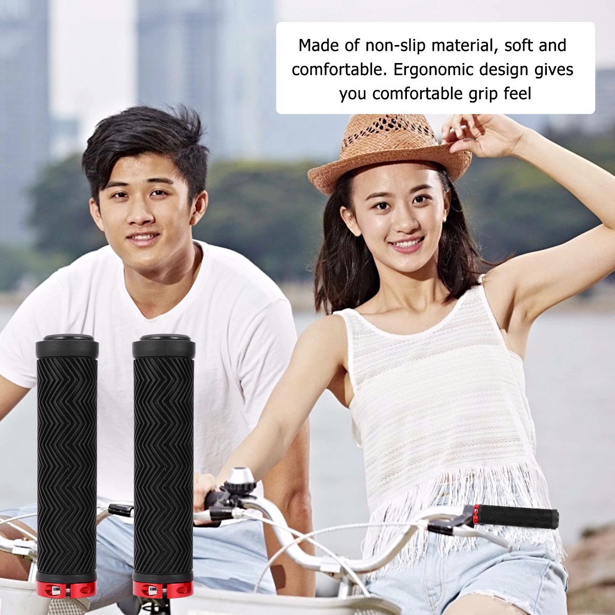 

Rubber Bike H Grips Anti Slip Durable Wave Relief Design Comfort Cycling Mountain Bike Trainer H Covers