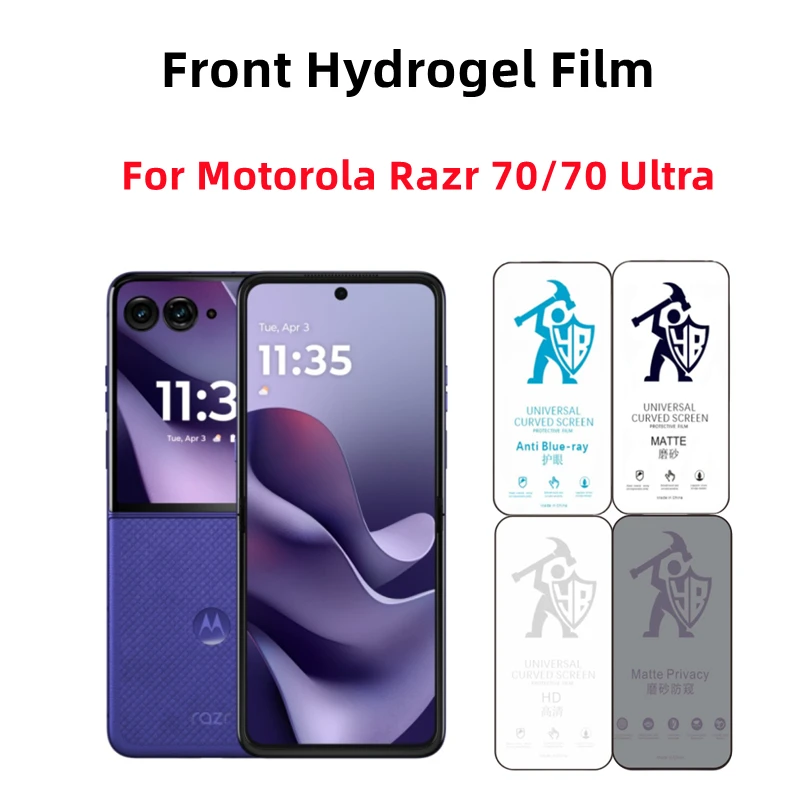 Película de hidrogel fosca para motorola razr 70 ultra hd, protetor de tela para moto razr 70, proteção para os olhos, anti-espionagem, película protetora fosca, 2 peças