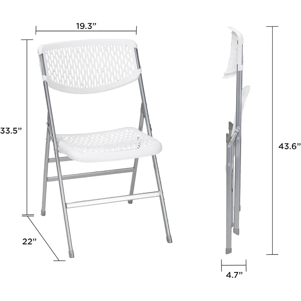 كراسي بلاستيكية قابلة للطي من COSCO Ultra Comfort XL، سعة 300 رطل، دعامة ثلاثية، بيضاء، مجموعة مكونة من 4 قطع