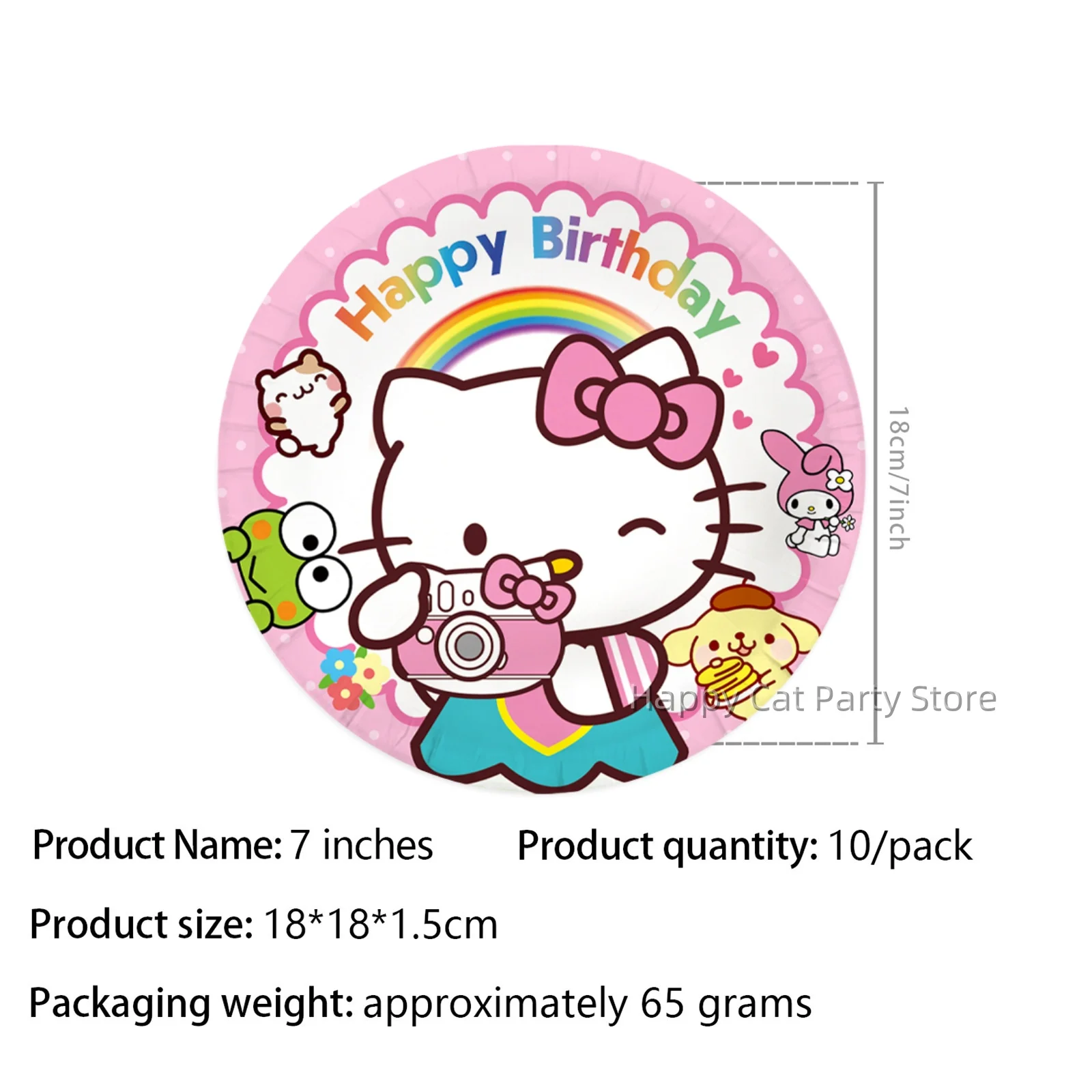 7/9 inch Hello Kitty Plate Birthday Party Decor Kuromi Disposable Paper Plate Baby Shower Kids Girls Favor Gift Party Supplies