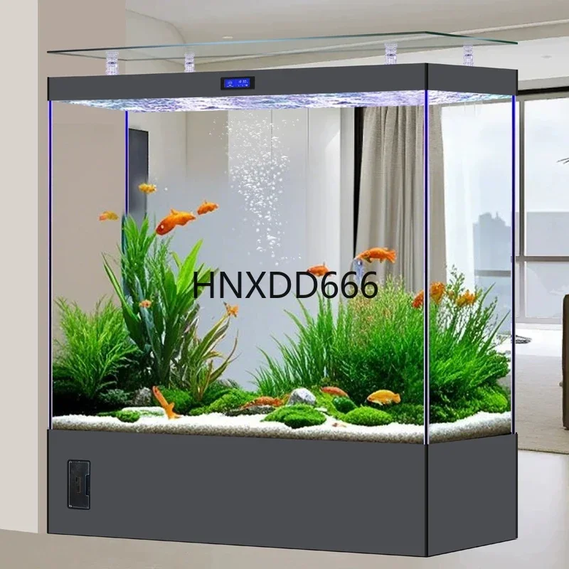 Fish tank floor-to-ceiling living room ecological filter rectangular ultra-white glass goldfish tank