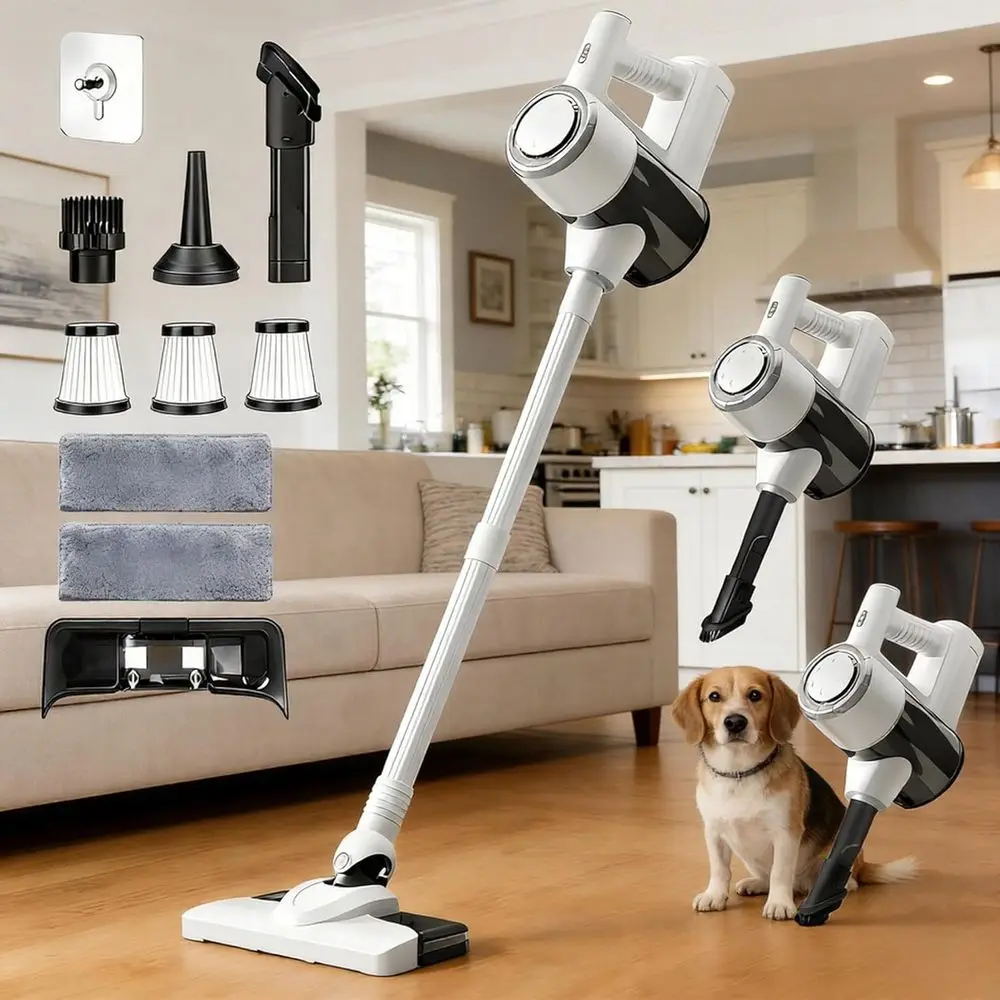 All in One Lightweight Stick Wireless Cleaner, Detachable Water Tank and Mop, Ideal for Hard Floors & Pet Hair, Mop & Vacuum Com