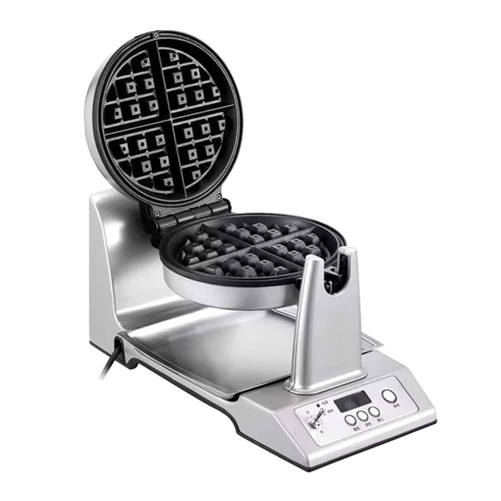 XEOLEO Commerical Snack Machine Rotary Waffle Maker 950W Non-stick Waffle Making Machine Stainless Steel Belgian Waffle Maker