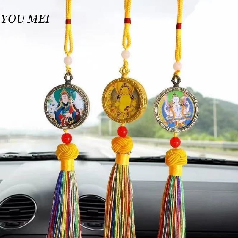 Tibetan Manjushri Bodhisattva Statue Pendant,Car Center Console Ornament Alloy Souvenir Amulet Trinket Gift Buddhist Item