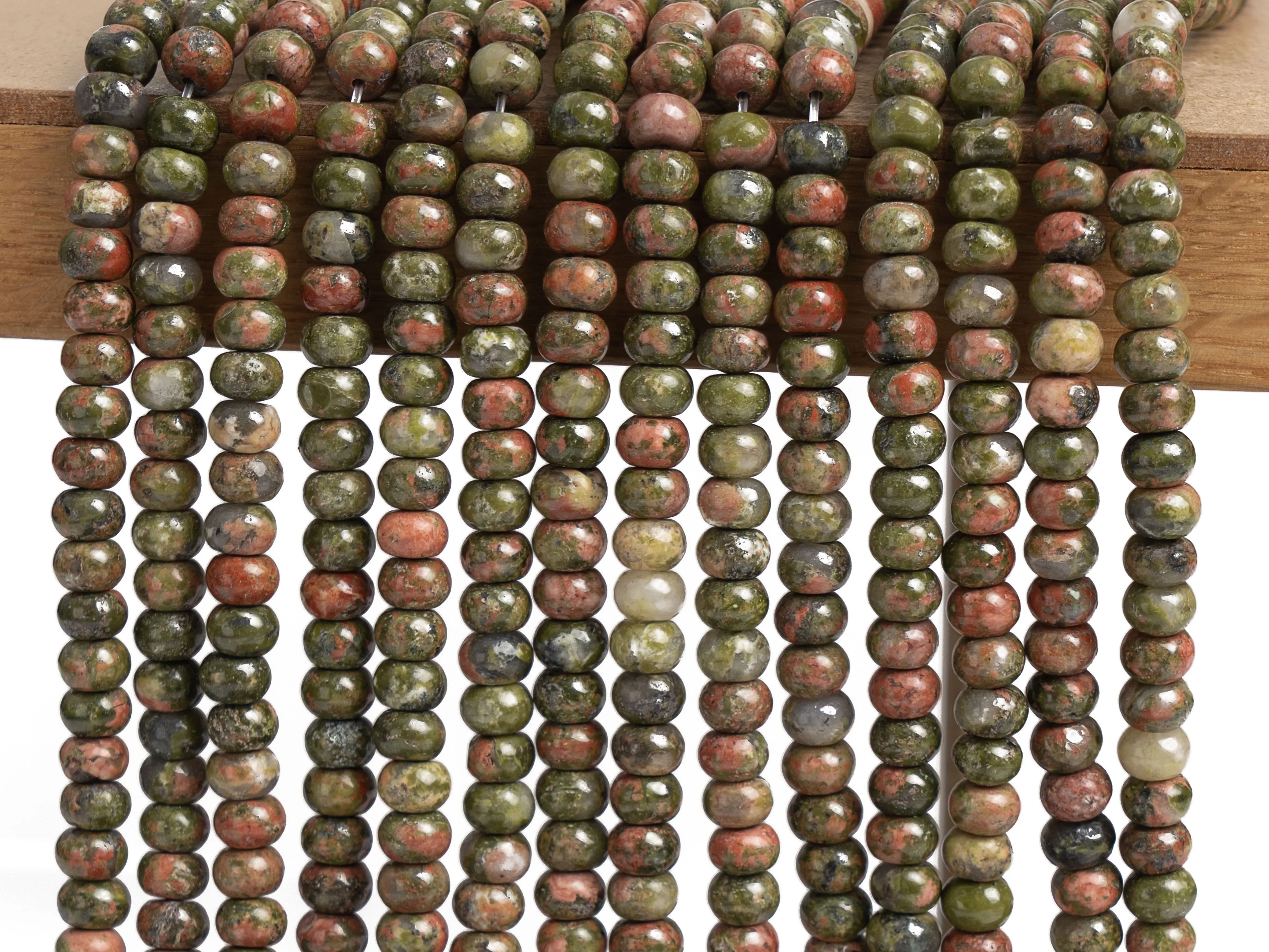 Lotus Pond Unakite Beads Grade AAA Genuine Natural Gemstone Rondelle Size Options 6/8mm for Jewelry Making