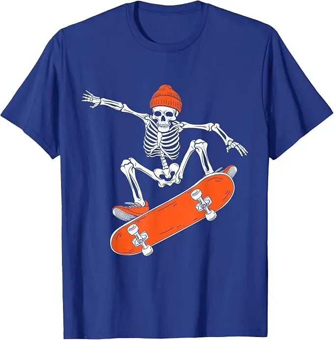 Skateboard-Skelett auf Skateboard Halloween Skater T-Shirt Y2k Skateboarder Grafik-Bekleidung Outdoor-Kleidung Mode-T-Shirt – Detail 8