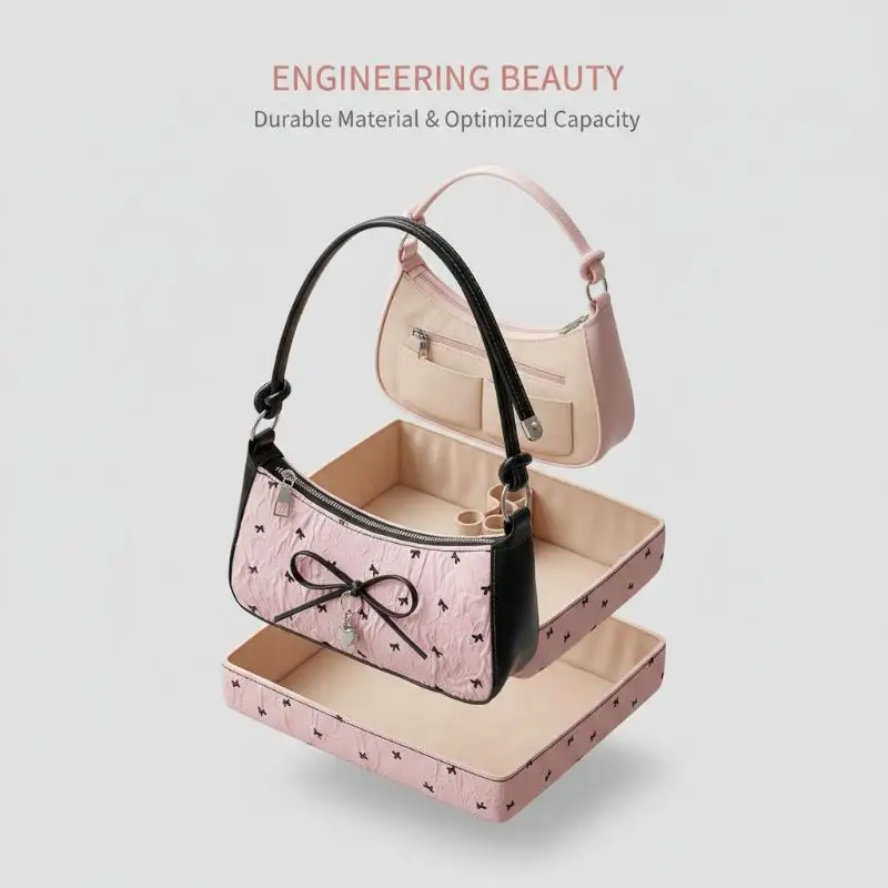 Bow Knot Shoulder Bag Elegant Women Underarm Purse Fashionable Mini Handbag Lightweight Casual Daily Commute Dating Gift