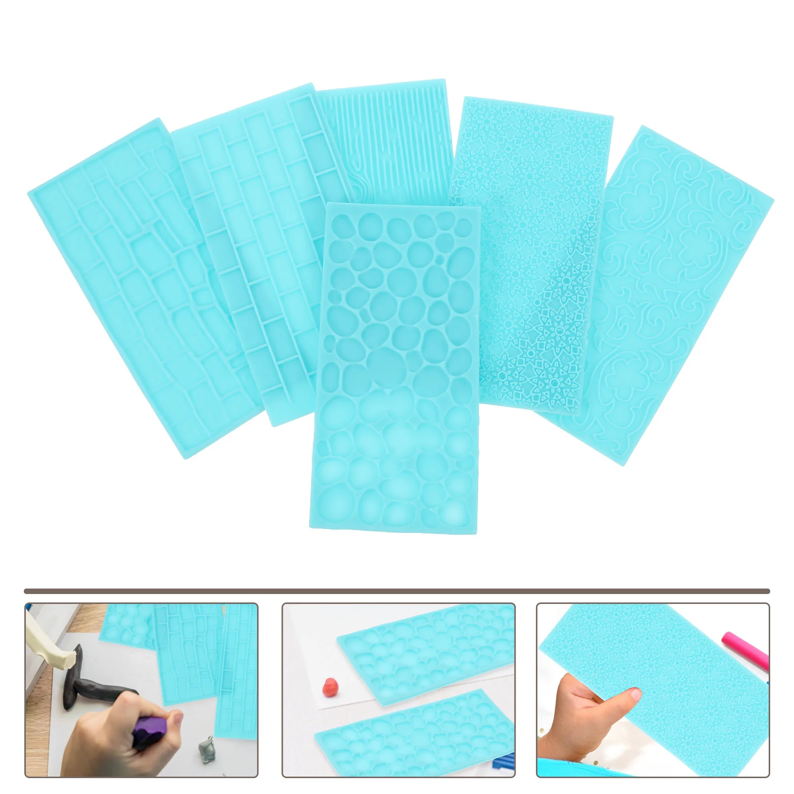 

6Pcs Clay Impression Mats Lightweight Polymer Embossing Pad DIY Pottery Tool for Crafting Polymer Clay Jewelry