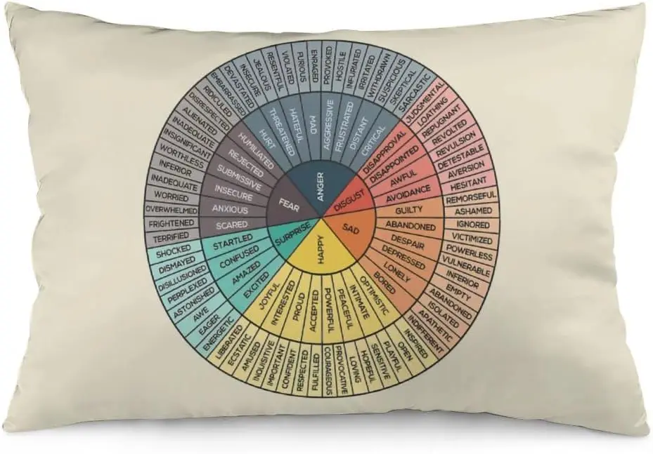 

Wheel Of Emotions Feelings Throw Pillow Covers Square Pillowcases Home Decor For Bed Couch Sofa Therapy Office Living Room