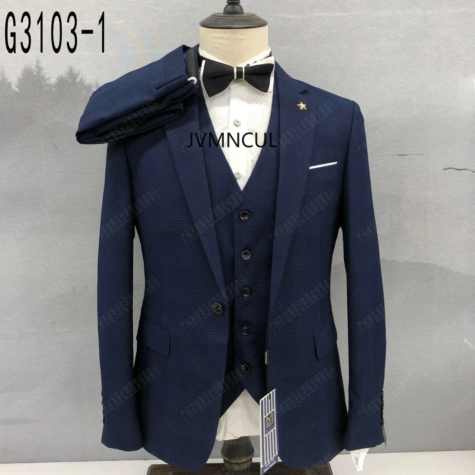 

Premium Wool Blend Checked Suit-Men's Stylish Notch Lapel 3-Piece Blazer for Office & Winter Weddings-Fast Shipping to EU/USA