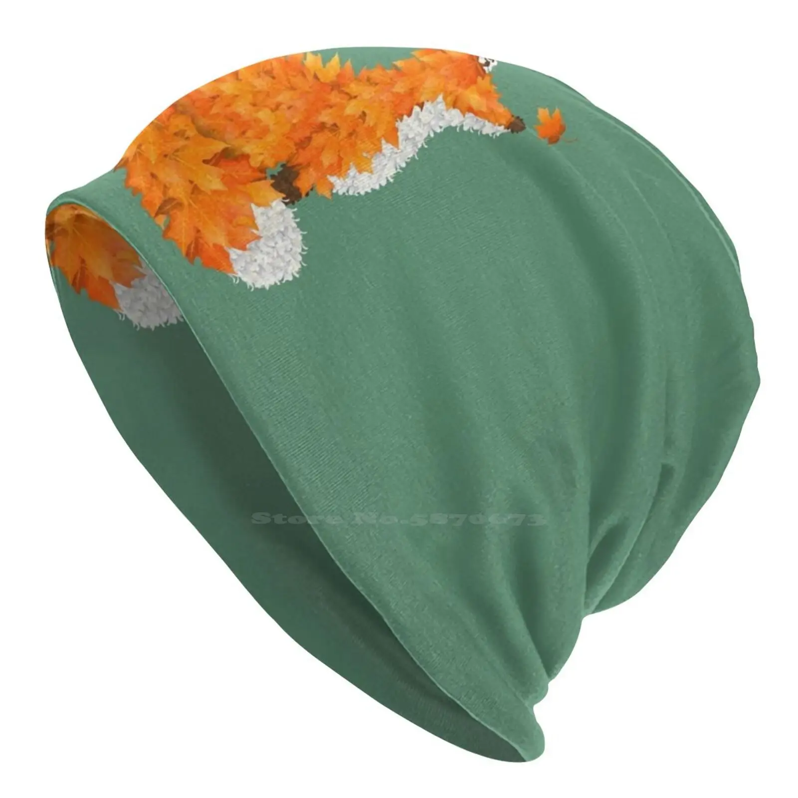 Autumn Leaf Fox Knitted Hat Warm Beanie Outdoor Caps Orange Maple Fall Leaf Fall Leaves Autumn Leaves Autumn Leaf Fall Fox