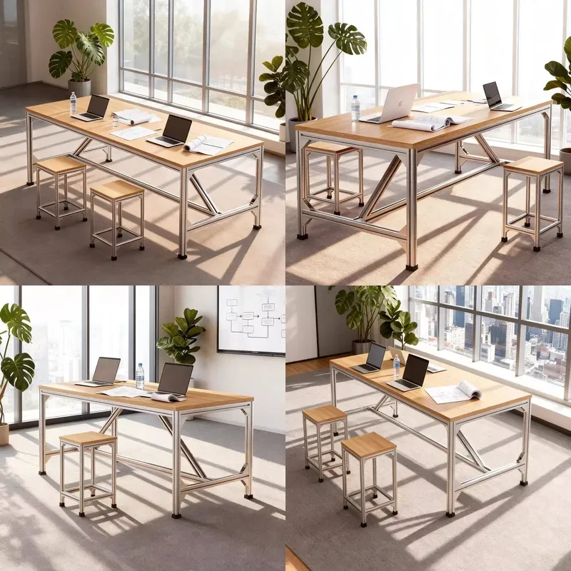Modern Aluminum Extruded Desk Simple Computer Table for Home Office Study Workstation