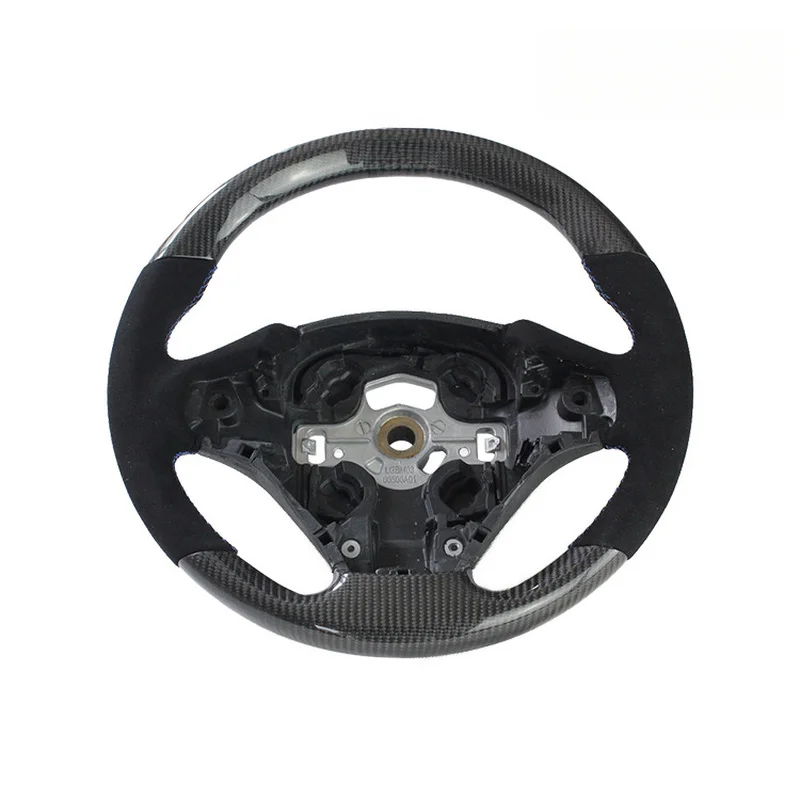 Suitable for BMW 3 Series F30, black steering wheel with three-color stitching and a center emblem
