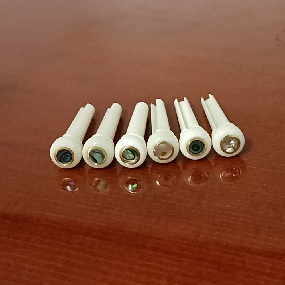 6 Pcs Acoustic Guitar Bridge Pin Guitar Strings Nail Solid  Pure Bone  With Guitar Bridge Pin Puller