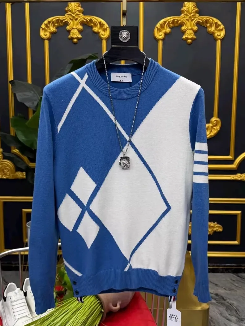 

Высококачественный мужской вязаный свитер с круглым вырезом, повседневный, модный, осенне-зимний, новинка, универсальный, комфортный, средней плотности