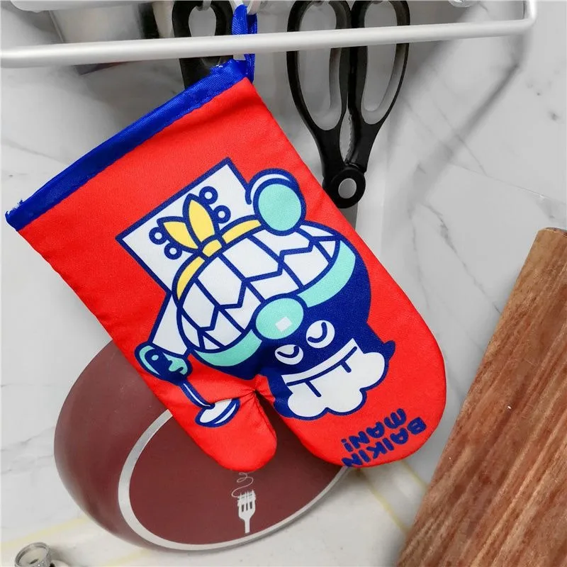 Anpanman Thermal Insulation Glove Cute Cartoon Stamp Pattern Heat-proof Glove Thicken Kitchen Baking Heat-proof Household Gloves view 4