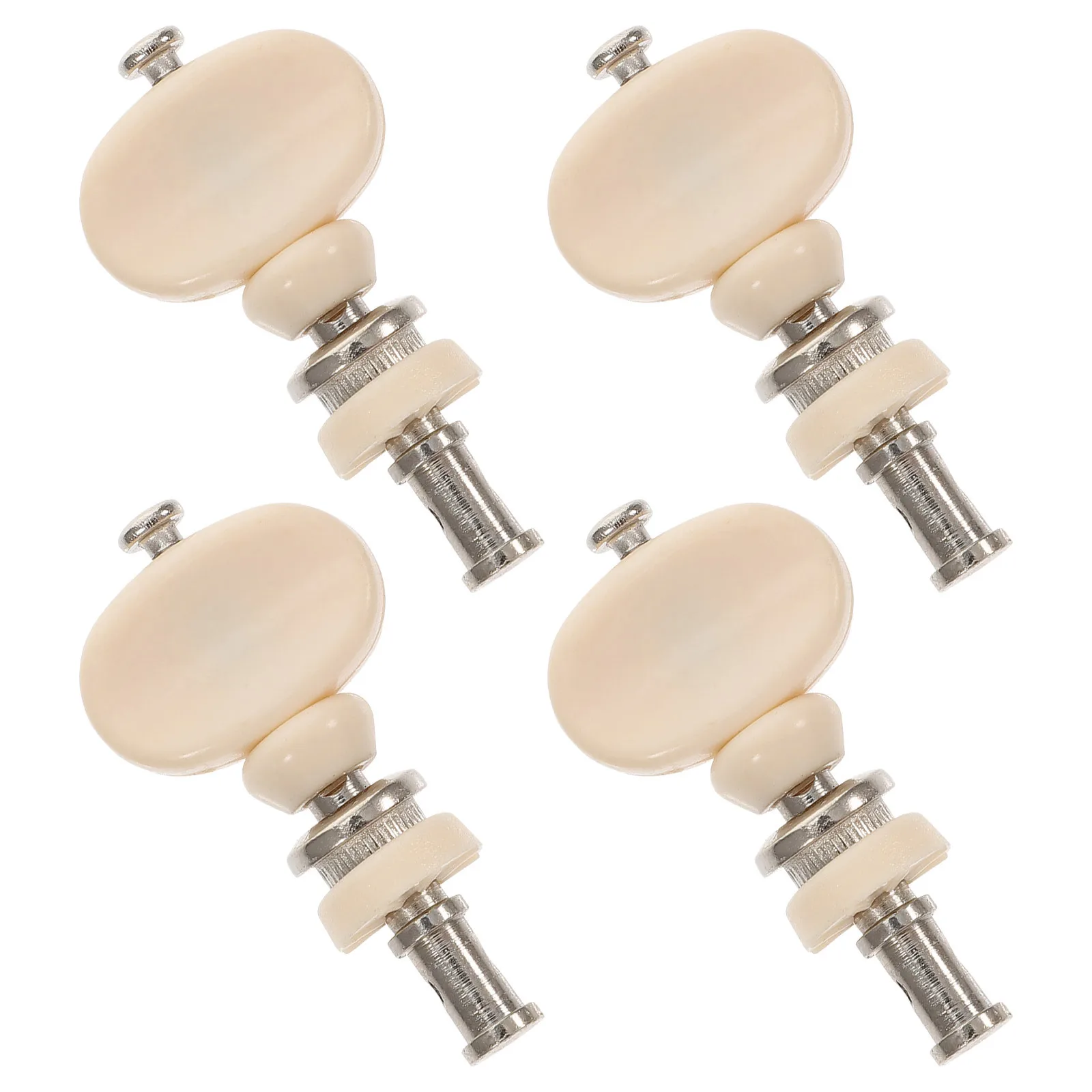

4Pcs Steel Tuning Pegs for Ukulele White Black Gold Finish with Plastic Button Tuner Key Replacement Parts Tuning Peg
