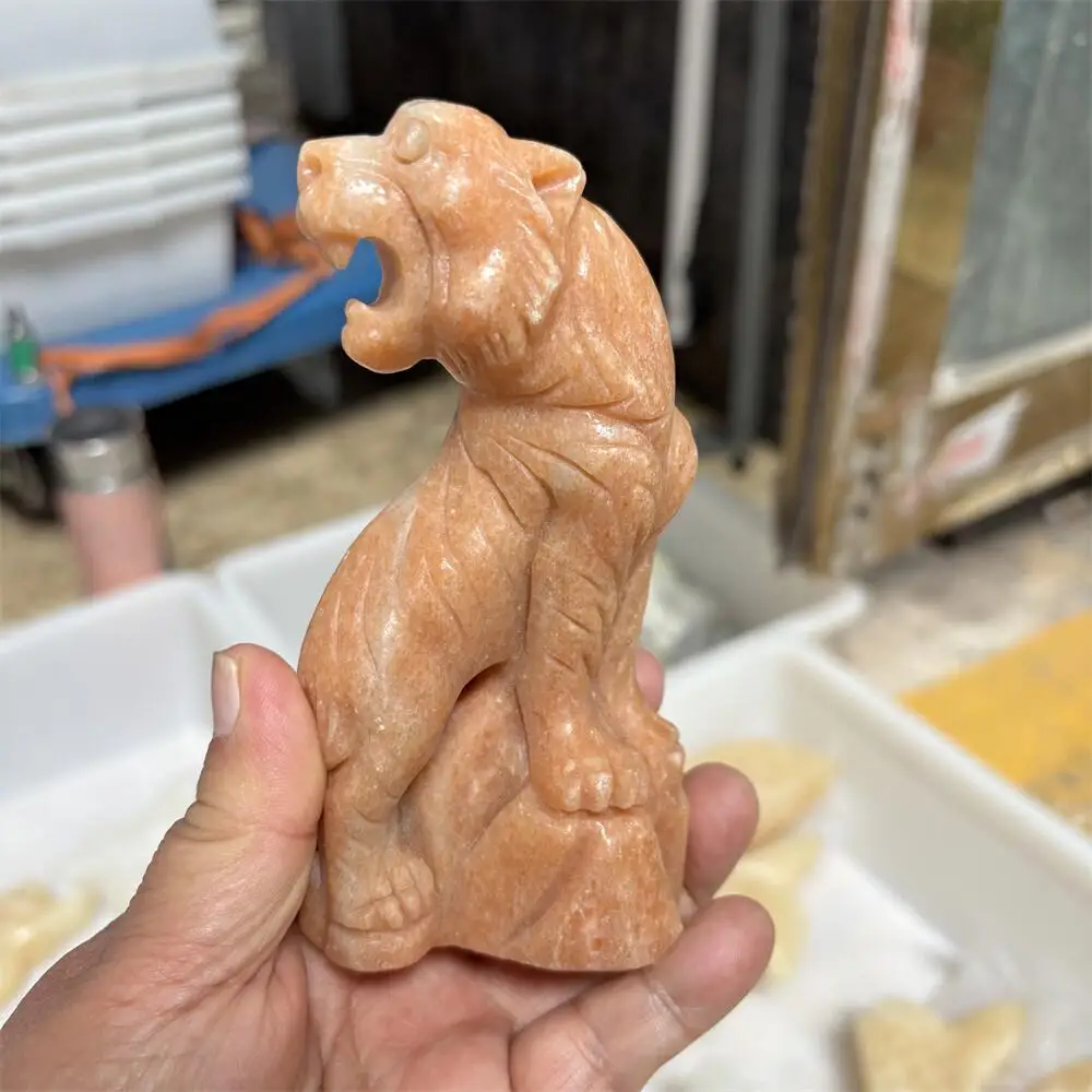 1PCS Natural Yellow Quartz Tiger Animal Carving - Polished Reiki Healing Fengshui High-Quality Room Decor Energy Gift