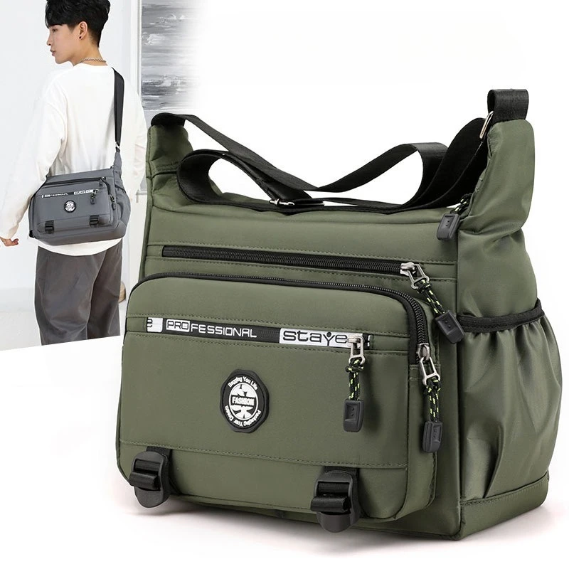 Men's Large Capacity Shoulder Bag Waterproof and Wear-resistant Backpack Multi Pocket Business and Leisure Men's Crossbody Bag