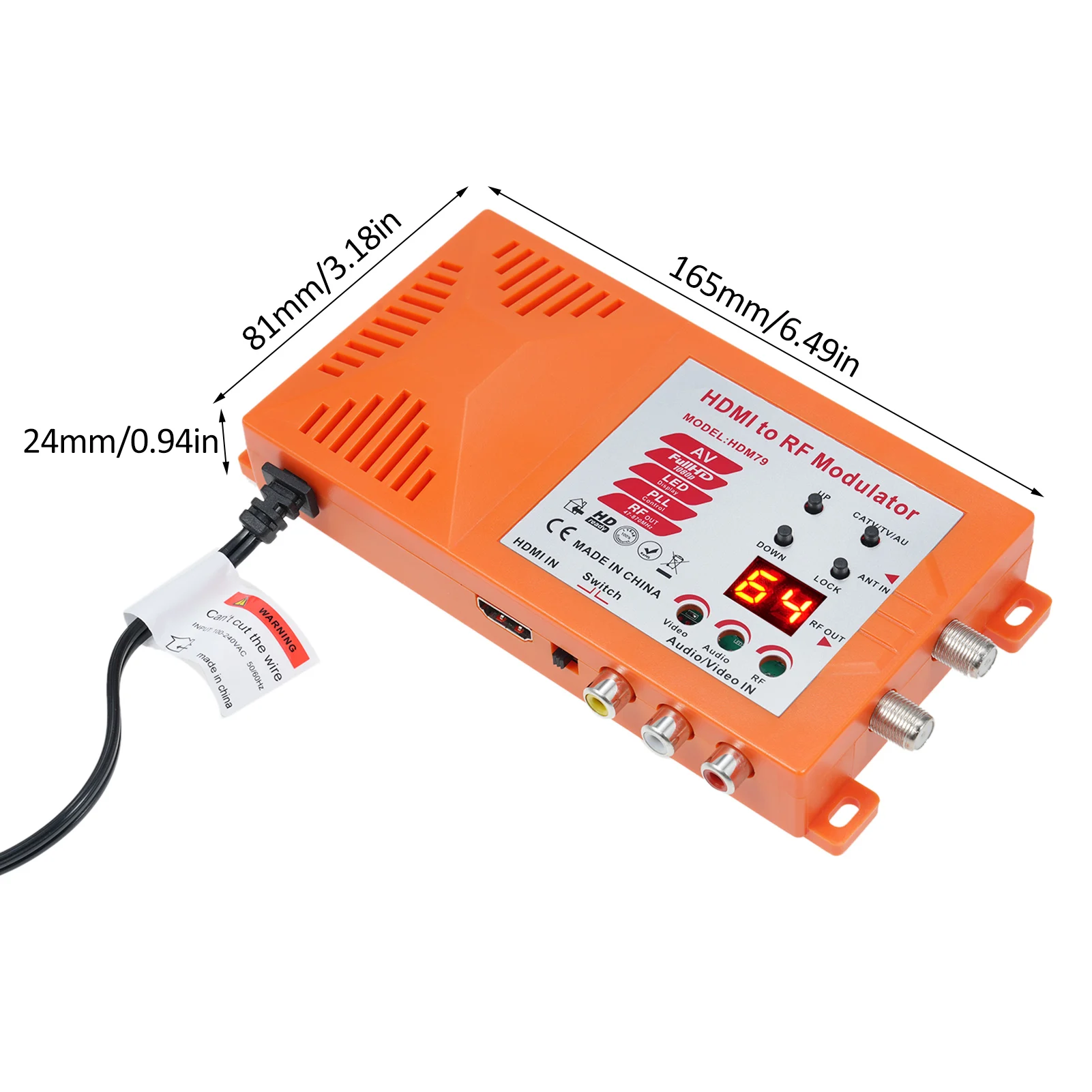 TV/AV to RF Modulator Coaxial UHF Converter Adapter w/ANT & Channel Switch for Gaming Laptop Blu-ray HD Digital AV Video