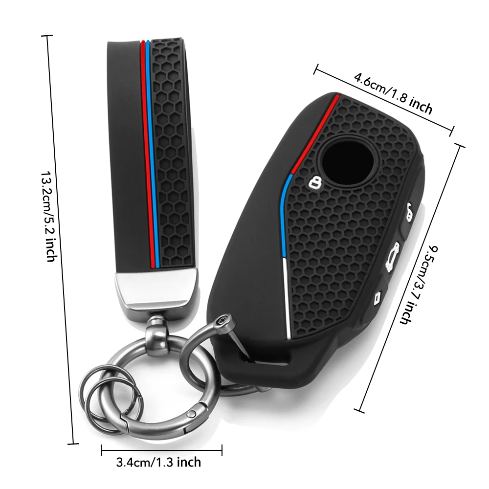 Silicone Car Key Case Cover Holder For BMW U11 X1 U06 G81 M3 X5 G05 LCI Ix X7 I7 XM Series 5 530Li Series 7 740Li IX40 keychain