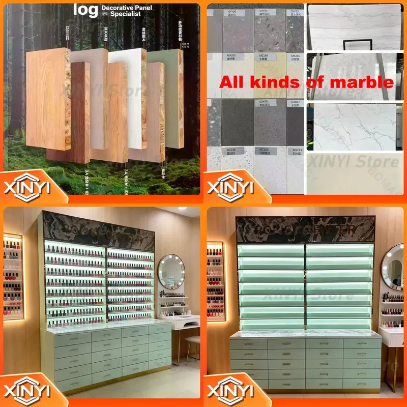 for Custom Beauty Principal nail polish rack wall mounted hanger display stand with LED lighting for nail salon home