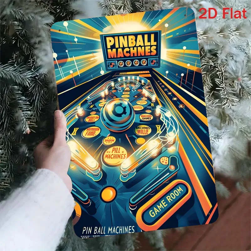 Aoyego Retro Pinball Machines Metal Sign -  Vintage Arcade Game Room Wall Art, Durable Iron Indoor/Outdoor Decor for Home, Gar