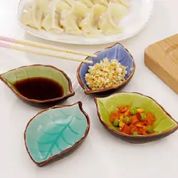 Chinese Ancient Leaf Type Snack Plate Creative Dipping Dish Ceramic Sushi Kitchen Bowl Fashion Durable Small Tableware