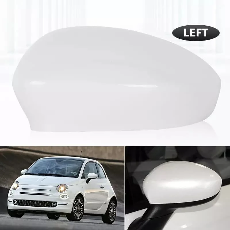 White Driver-Side Rearview Mirror Cover Door Wing Mirror Cap Box For Fiat 500 2007-2023 Models Car Rearview Mirror Accessories