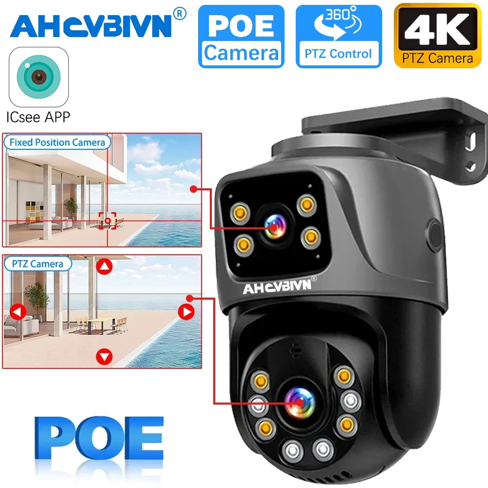 

4K 8MP двойной объектив PTZ POE IP-камера двойной экран уличная домашняя камера видеонаблюдения камеры видеонаблюдения iCSee XMEye