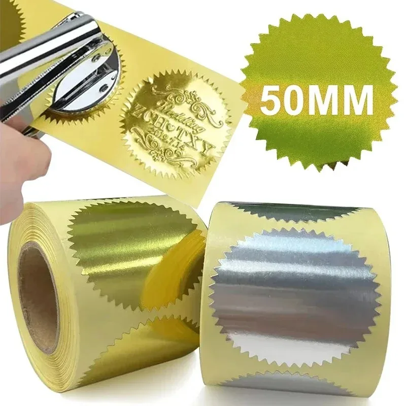 25-50mm gear sticker laser golden glossy Labels decorlabel Embossing Stamp gift box packag Seal packag for gift scrapbook