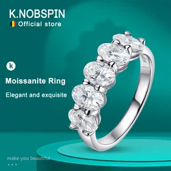 KNOBSPIN D VVS1 4*6mm Oval Moissanite Rings for Women Fine Jewelry Engagement Wedding Eternity Bands with GRA s925 Slive Ring