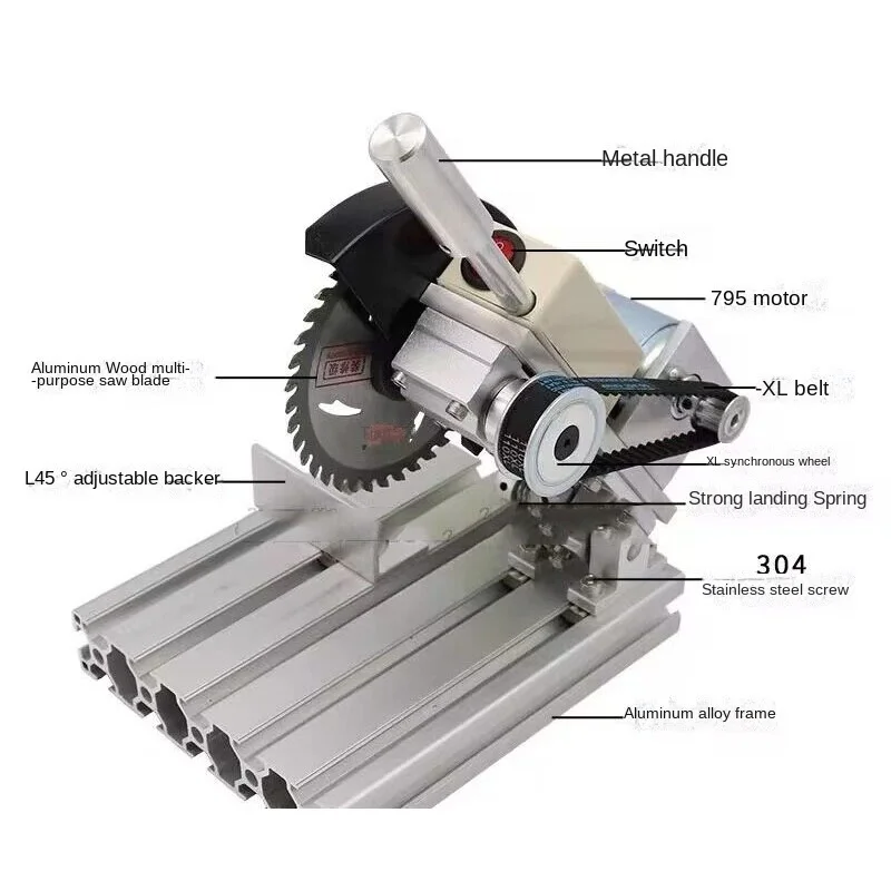 250W Mini Table Saw 795 Motor Metal Cutting Machine Diy Woodworking Machine 24V Electric Circular Saw Aluminum Cutting Machine