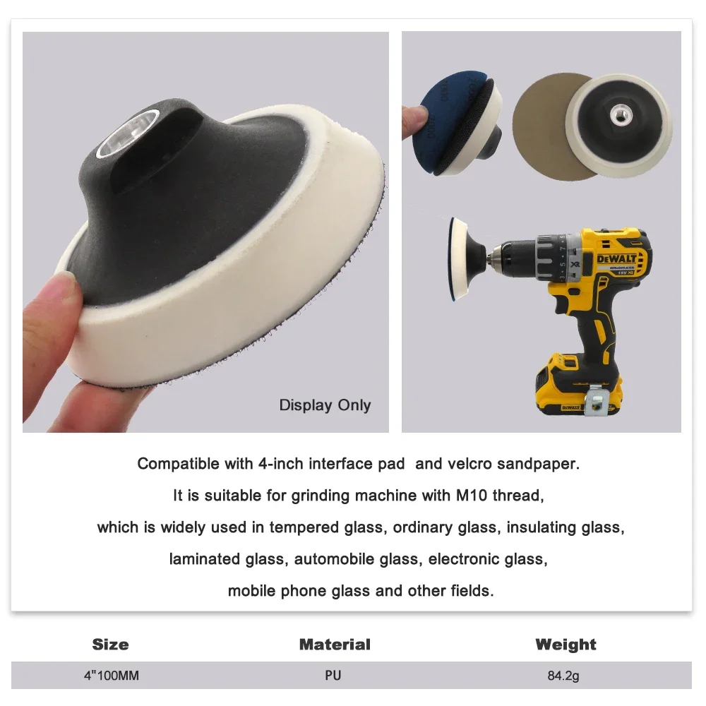 4/5/6 Polegada almofada de apoio de gancho e laço rotativo 1 peça com almofada de polimento de rosca m10/m14 para lixar e polimento de metal