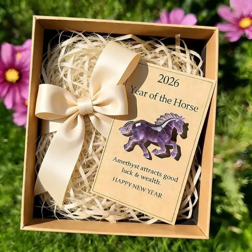 Hot With Card Lucky Crystal Horse Hand-Carved Mini Size Lucky Crystal Figurine Crystal Horse Figurine New Year Gift