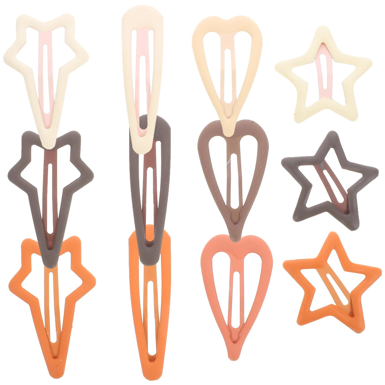 

12pcs Hair Clip Set 3 Stars Per Pack Small Barrettes Snap Decorative Grips Metal Hair Accessories Women Side Clips