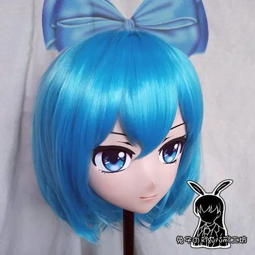 (KM528)Top Quality Handmade Female Resin Cosplay Japanese Role Play Cirno Kigurumi Mask Crossdresser Doll Transgender Mask