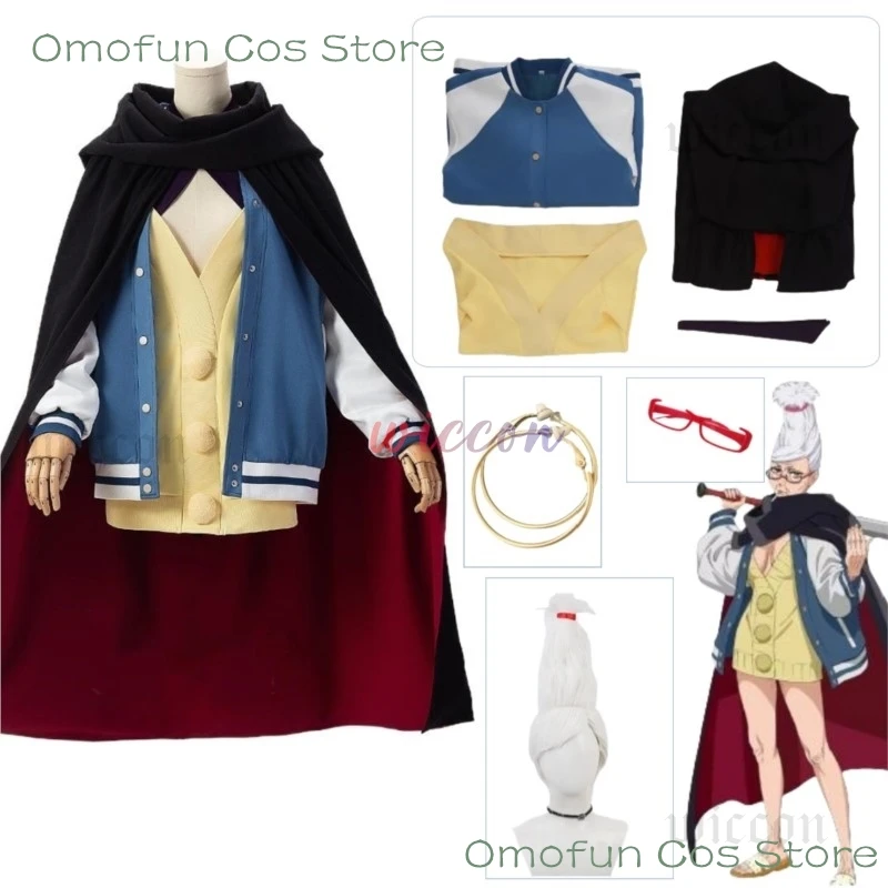 Anime Dandadan Cosplay Seiko Ayase Costume Cape Seiko Ayase Wig Earrings Glasses Prop Halloween Party Women Uniform Customized