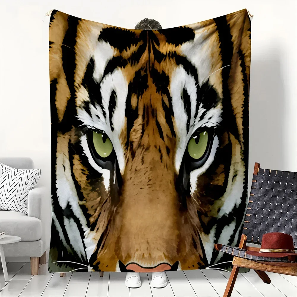 Thin White Tiger Arts Power Animals Blanket Flannel Thin Blankets For Home Office Travel Camping Perfect Gifts Four Season Use