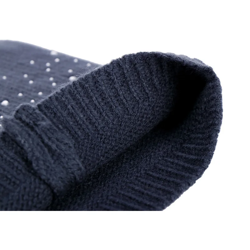 Female fashion headdress casual outdoor ski cap female thick section warm hat ladies half face full drill warm knit hat F10