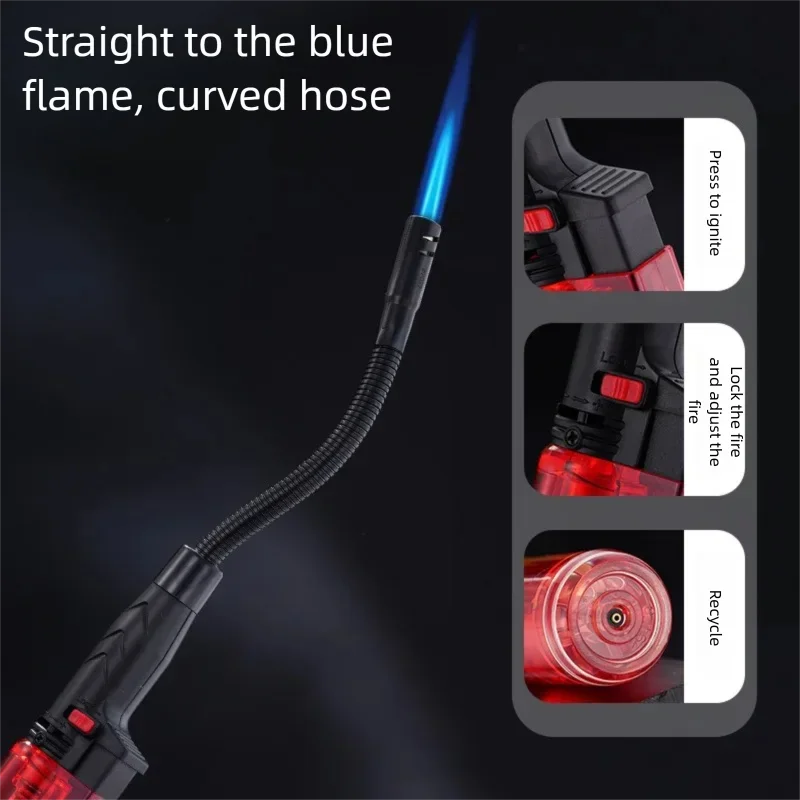 Long Hose Recyclable Inflatable Lighter, Outdoor Barbecue Windproof Spray Gun, New Ignition Device with Large Capacity