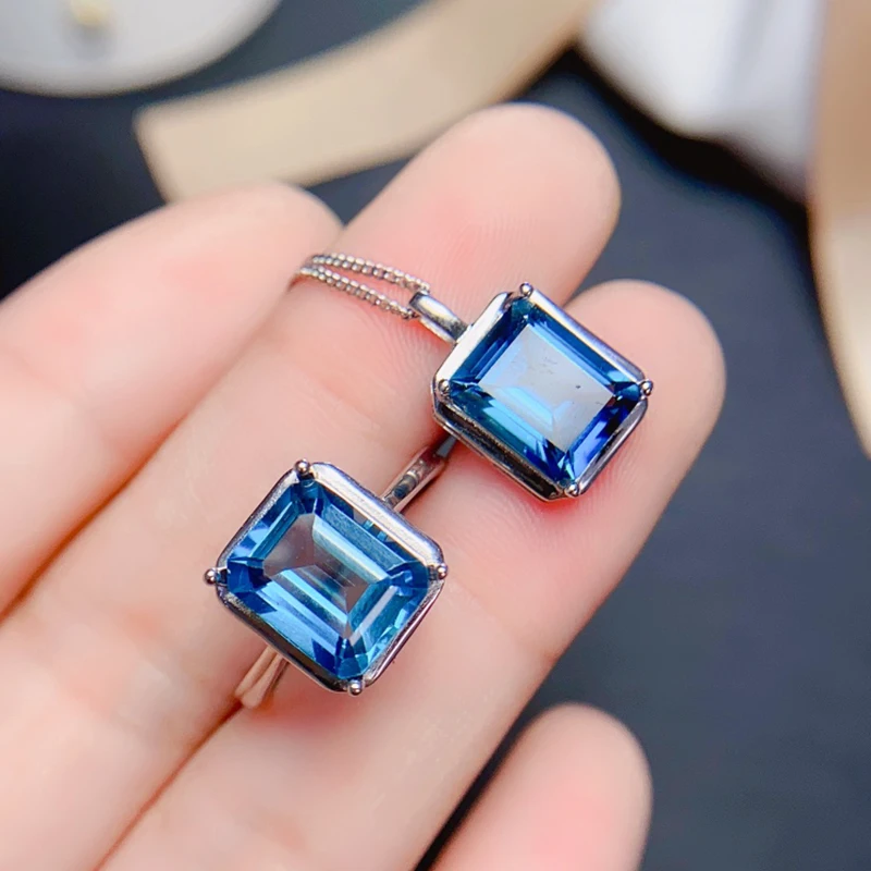 

Natural Topaz jewelry sets for women rings pendant silver 925 luxury gem stones 18k gold plated free shiping items