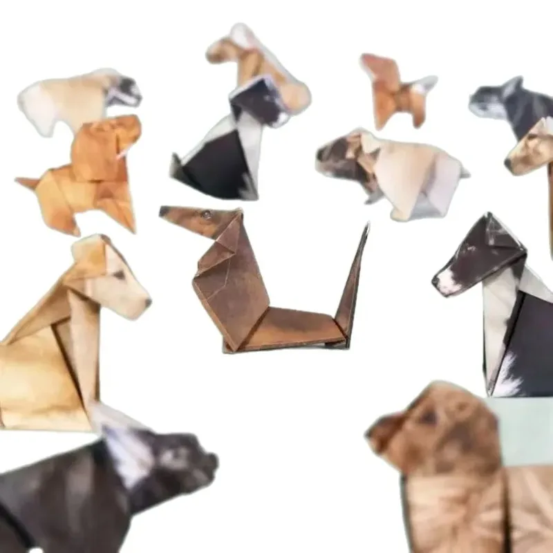 50Pcs DIY Origami Paper Kit Cats Dogs Dinosaurs 3D Animal Craft Fold Your Own Desk Decor Toy for Kids Adults Beginners Gift view 5